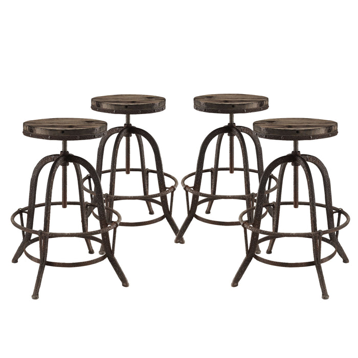 Collect Bar Stool Set of 4 1607-BRN-SET