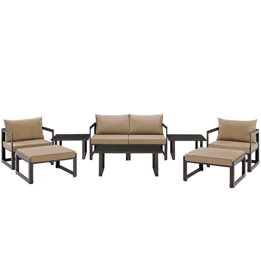 Fortuna 9 Piece Outdoor Patio Sectional Sofa Set 1719-BRN-MOC-SET