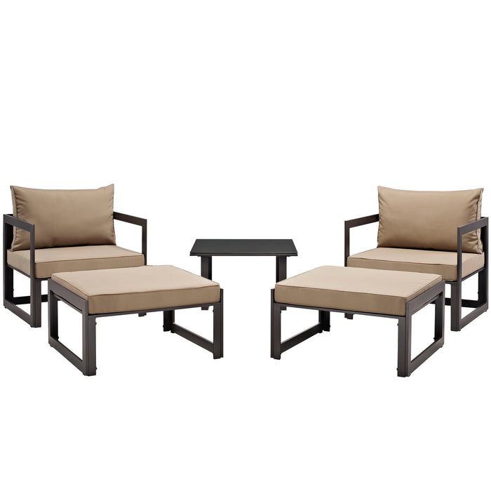 Fortuna 5 Piece Outdoor Patio Sectional Sofa Set 1721-BRN-MOC-SET