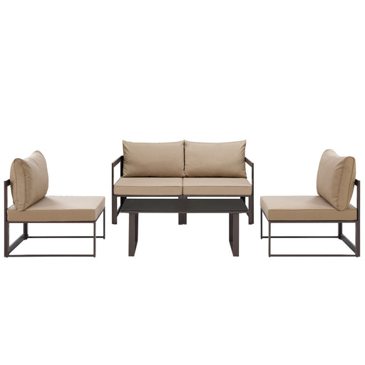 Fortuna 5 Piece Outdoor Patio Sectional Sofa Set 1724-BRN-MOC-SET