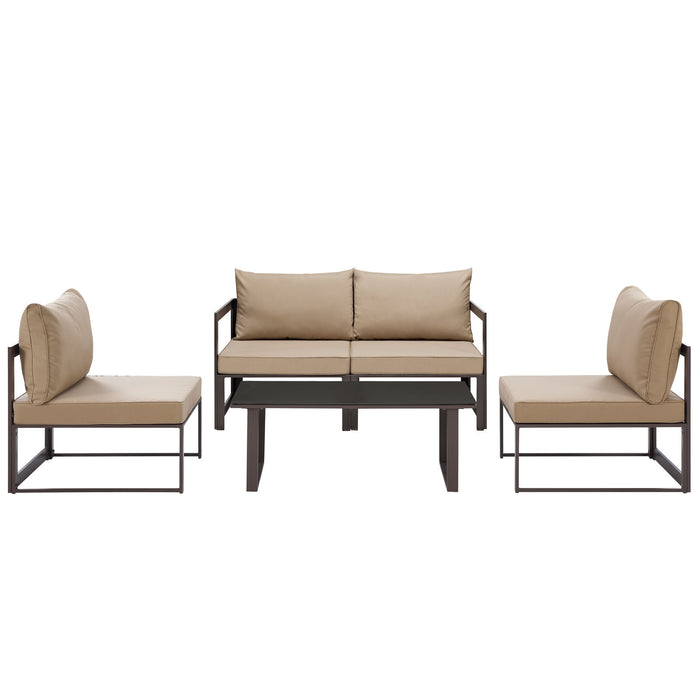 Fortuna 5 Piece Outdoor Patio Sectional Sofa Set 1724-BRN-MOC-SET