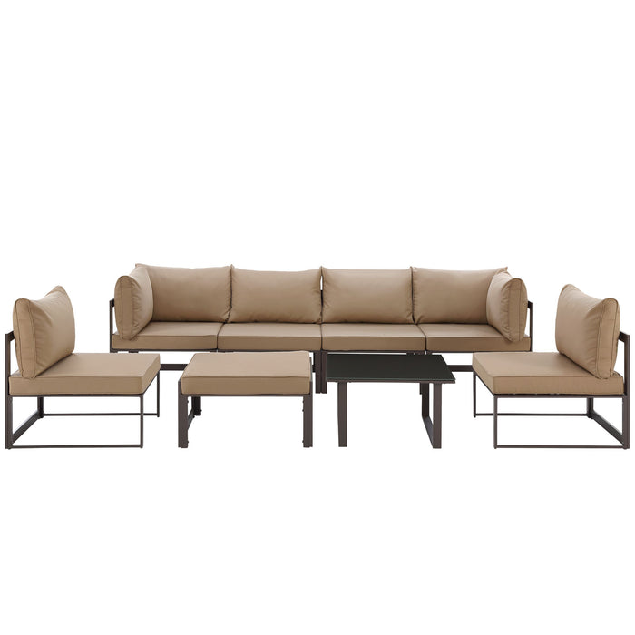 Fortuna 8 Piece Outdoor Patio Sectional Sofa Set 1728-BRN-MOC-SET