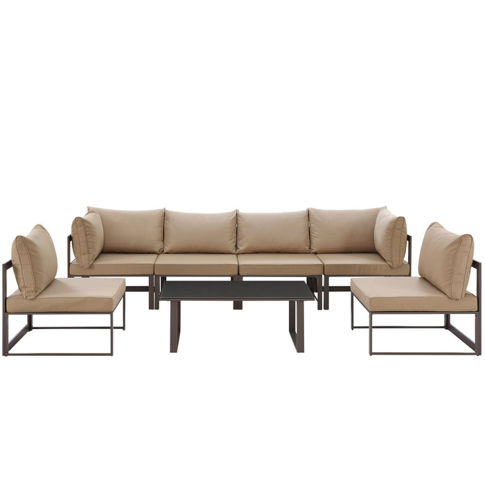 Fortuna 7 Piece Outdoor Patio Sectional Sofa Set 1729-BRN-MOC-SET