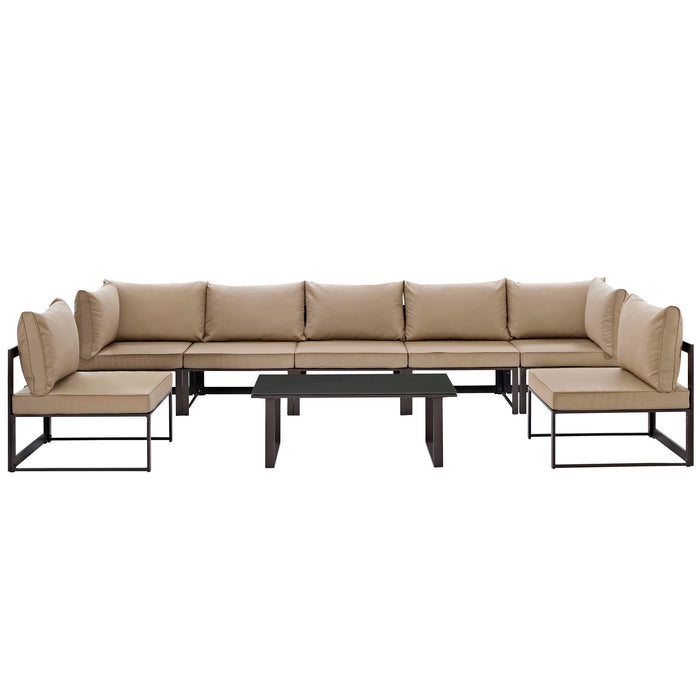 Fortuna 8 Piece Outdoor Patio Sectional Sofa Set 1730-BRN-MOC-SET