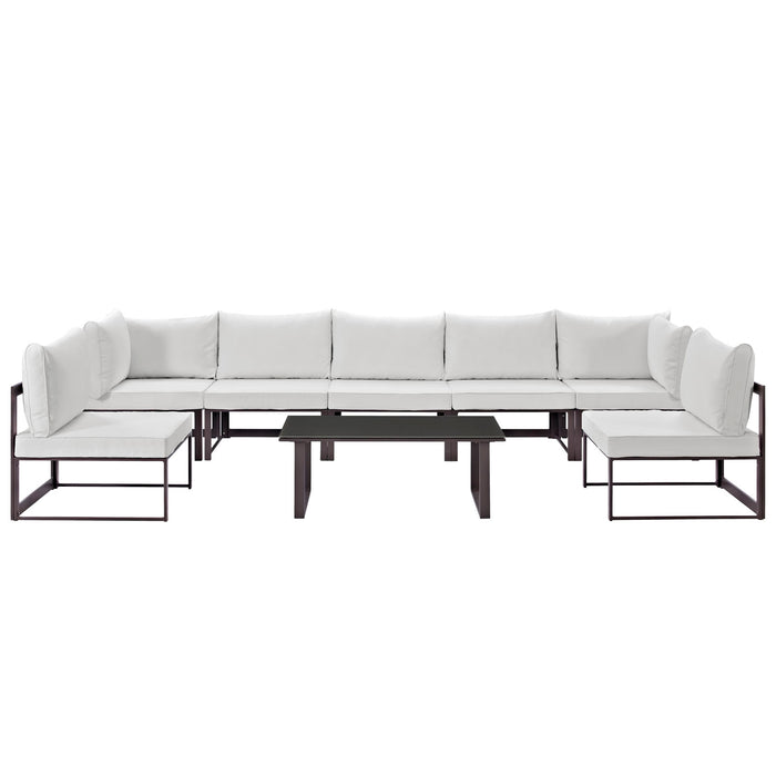 Fortuna 8 Piece Outdoor Patio Sectional Sofa Set 1730-BRN-WHI-SET