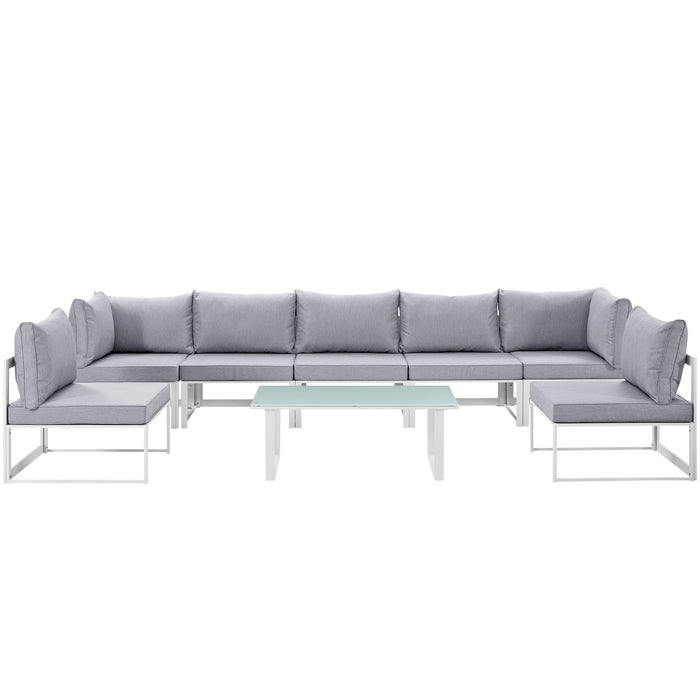 Fortuna 8 Piece Outdoor Patio Sectional Sofa Set 1730-WHI-GRY-SET