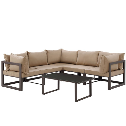 Fortuna 6 Piece Outdoor Patio Sectional Sofa Set 1732-BRN-MOC-SET