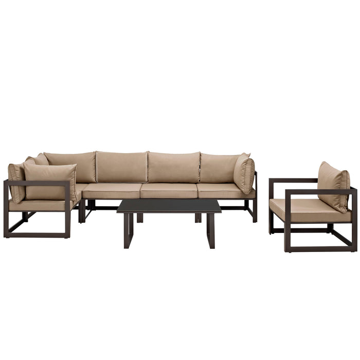 Fortuna 7 Piece Outdoor Patio Sectional Sofa Set 1733-BRN-MOC-SET