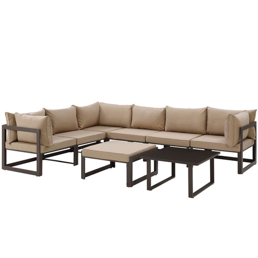 Fortuna 8 Piece Outdoor Patio Sectional Sofa Set 1735-BRN-MOC-SET