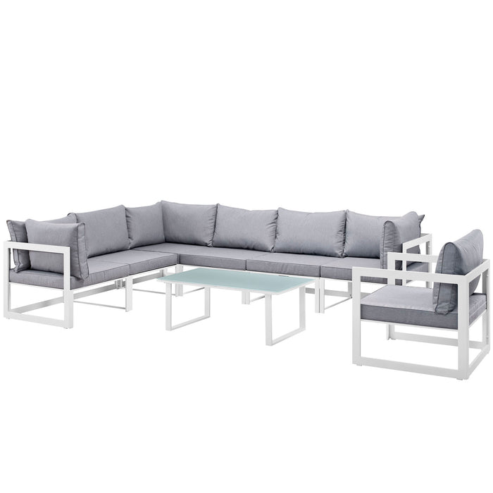 Fortuna 8 Piece Outdoor Patio Sectional Sofa Set 1736-WHI-GRY-SET