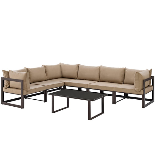 Fortuna 7 Piece Outdoor Patio Sectional Sofa Set 1737-BRN-MOC-SET