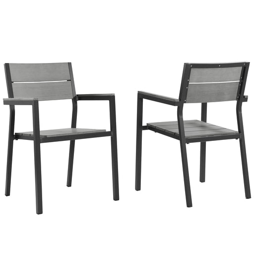 Maine Dining Armchair Outdoor Patio Set of 2 1739-BRN-GRY-SET