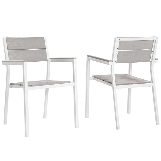 Maine Dining Armchair Outdoor Patio Set of 2 1739-WHI-LGR-SET