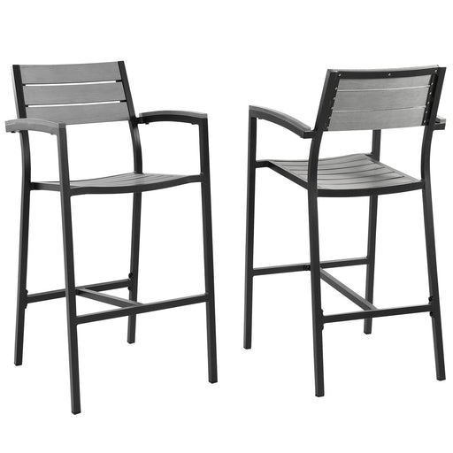 Maine Bar Stool Outdoor Patio Set of 2 1740-BRN-GRY-SET