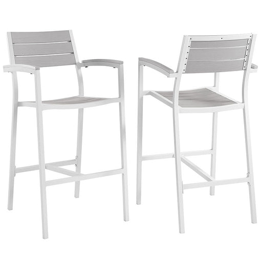 Maine Bar Stool Outdoor Patio Set of 2 1740-WHI-LGR-SET