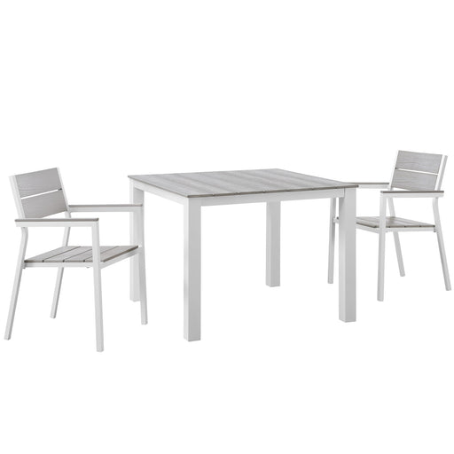 Maine 3 Piece Outdoor Patio Dining Set 1743-WHI-LGSET