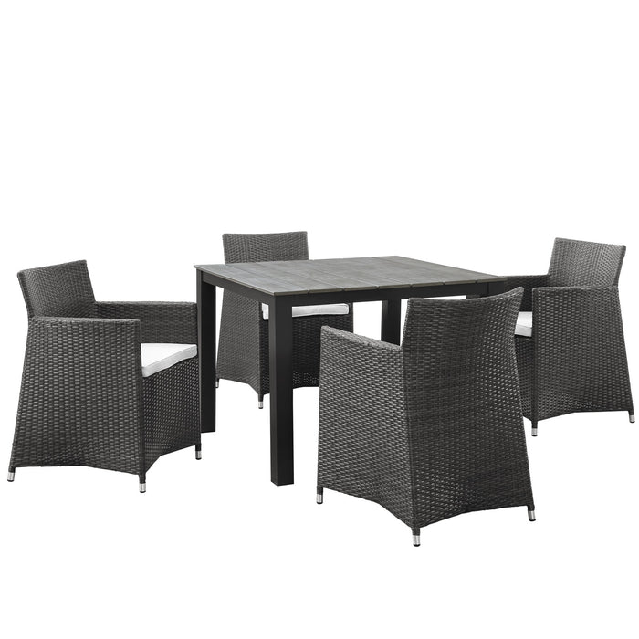 Junction 5 Piece Outdoor Patio Dining Set 1744-BRN-WHI-SET