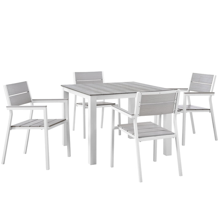 Maine 5 Piece Outdoor Patio Dining Set 1745-WHI-LGSET