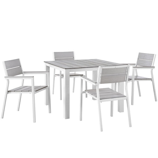 Maine 5 Piece Outdoor Patio Dining Set 1745-WHI-LGR-SET