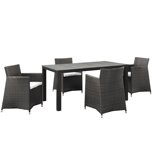 Junction 5 Piece Outdoor Patio Dining Set 1746-BRN-WHI-SET