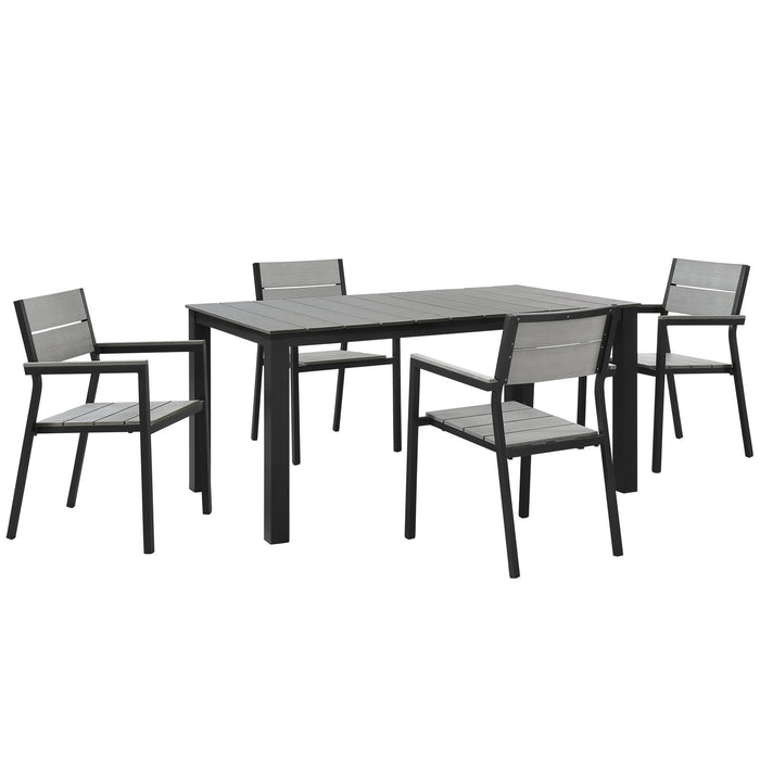 Maine 5 Piece Outdoor Patio Dining Set 1747-BRN-GRY-SET