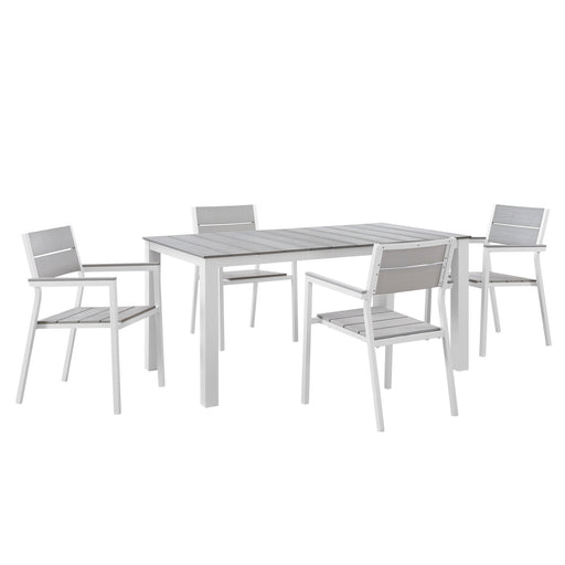 Maine 5 Piece Outdoor Patio Dining Set 1747-WHI-LGSET