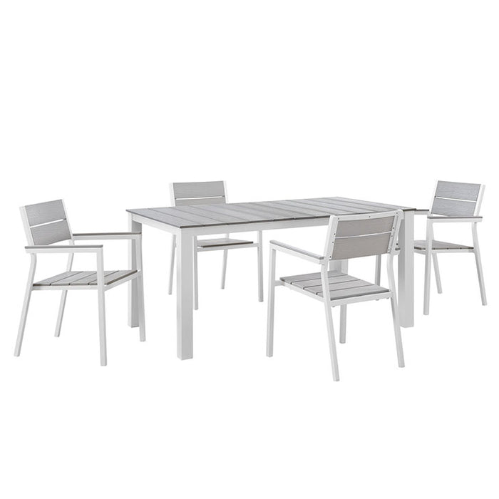 Maine 5 Piece Outdoor Patio Dining Set 1747-WHI-LGR-SET