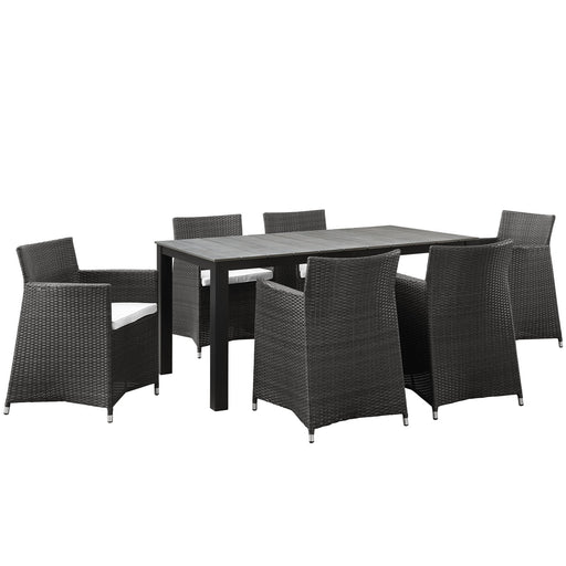 Junction 7 Piece Outdoor Patio Dining Set 1748-BRN-WHI-SET