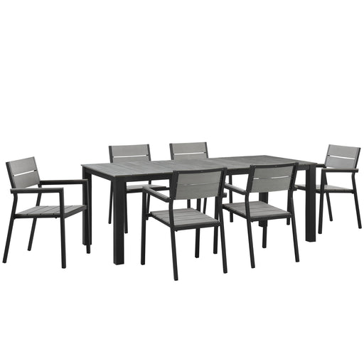 Maine 7 Piece Outdoor Patio Dining Set 1751-BRN-GRY-SET