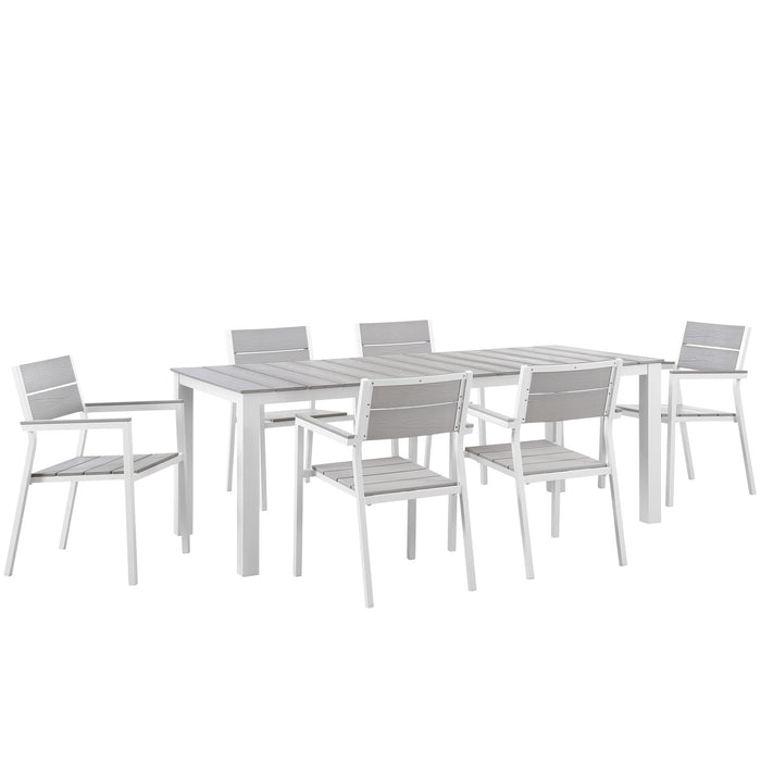 Maine 7 Piece Outdoor Patio Dining Set 1751-WHI-LGSET