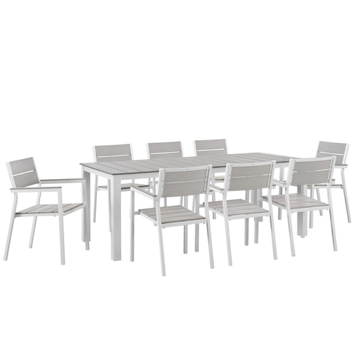 Maine 9 Piece Outdoor Patio Dining Set 1753-WHI-LGSET