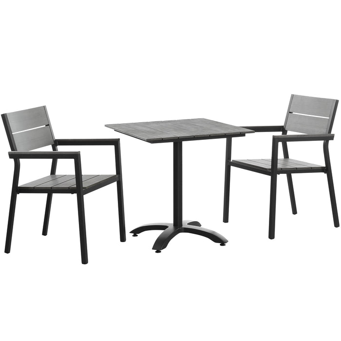 Maine 3 Piece Outdoor Patio Dining Set 1759-BRN-GRY-SET