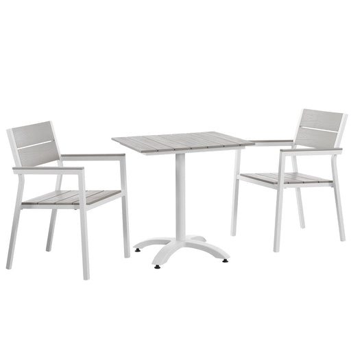 Maine 3 Piece Outdoor Patio Dining Set 1759-WHI-LGSET