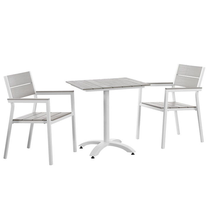 Maine 3 Piece Outdoor Patio Dining Set 1759-WHI-LGR-SET