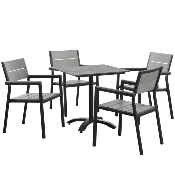 Maine 5 Piece Outdoor Patio Dining Set 1761-BRN-GRY-SET