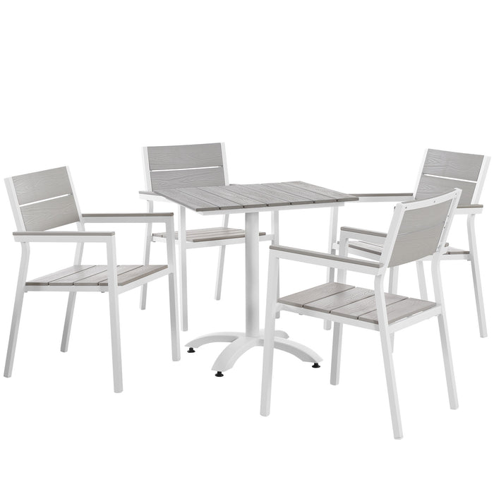 Maine 5 Piece Outdoor Patio Dining Set 1761-WHI-LGSET