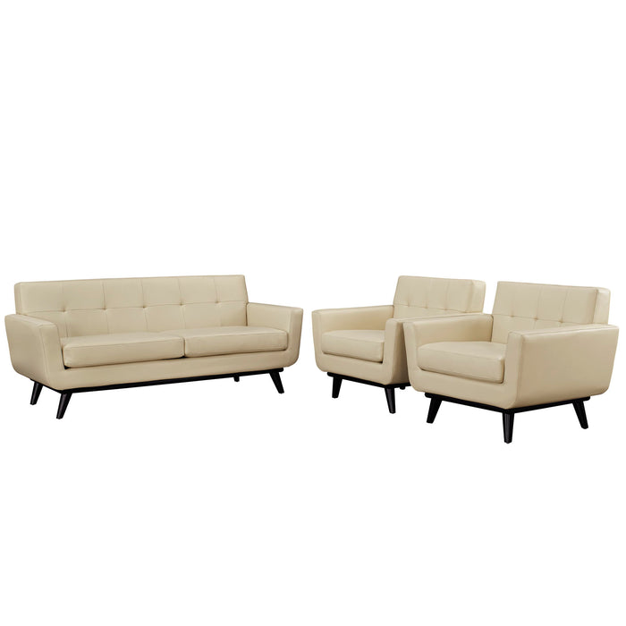 Engage 3 Piece Leather Living Room Set 1762-BEI-SET