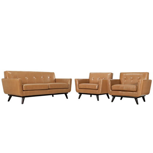 Engage 3 Piece Leather Living Room Set 1762-TAN-SET