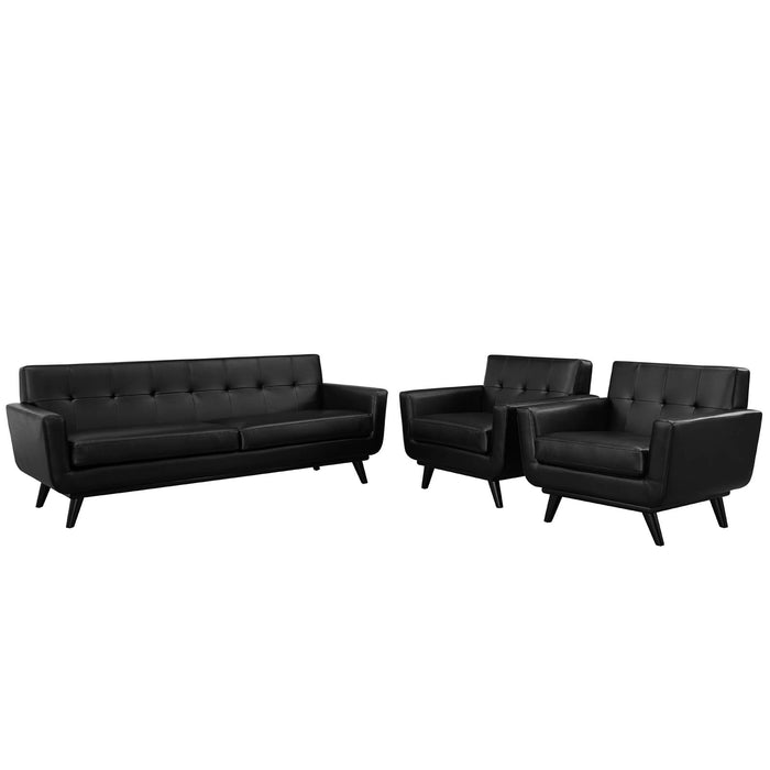 Engage 3 Piece Leather Living Room Set 1763-BLK-SET