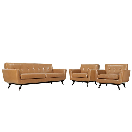 Engage 3 Piece Leather Living Room Set 1763-TAN-SET