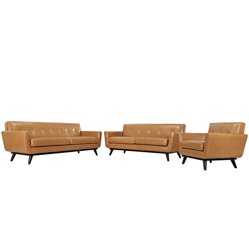 Engage 3 Piece Leather Living Room Set 1764-TAN-SET