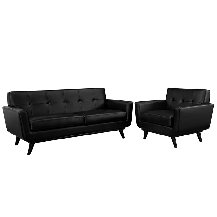 Engage 2 Piece Leather Living Room Set 1765-BLK-SET