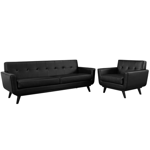 Engage 2 Piece Leather Living Room Set 1766-BLK-SET