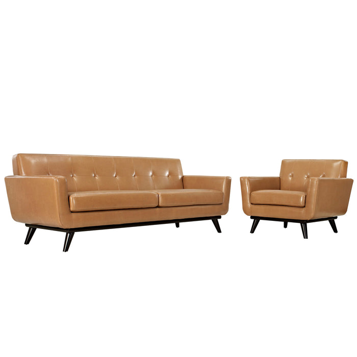 Engage 2 Piece Leather Living Room Set 1766-TAN-SET