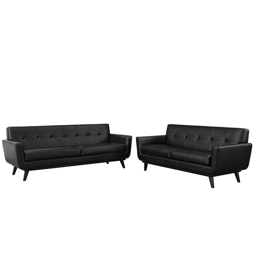 Engage 2 Piece Leather Living Room Set 1767-BLK-SET