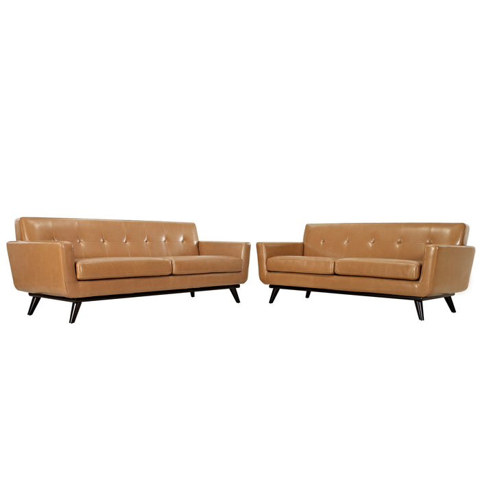 Engage 2 Piece Leather Living Room Set 1767-TAN-SET