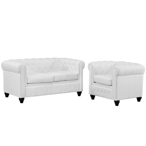 Earl 2 Piece Upholstered Vinyl Living Room Set 1773-WHI-SET