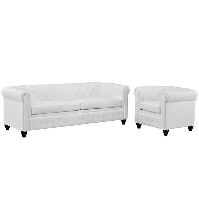 Earl 2 Piece Upholstered Vinyl Living Room Set 1774-WHI-SET