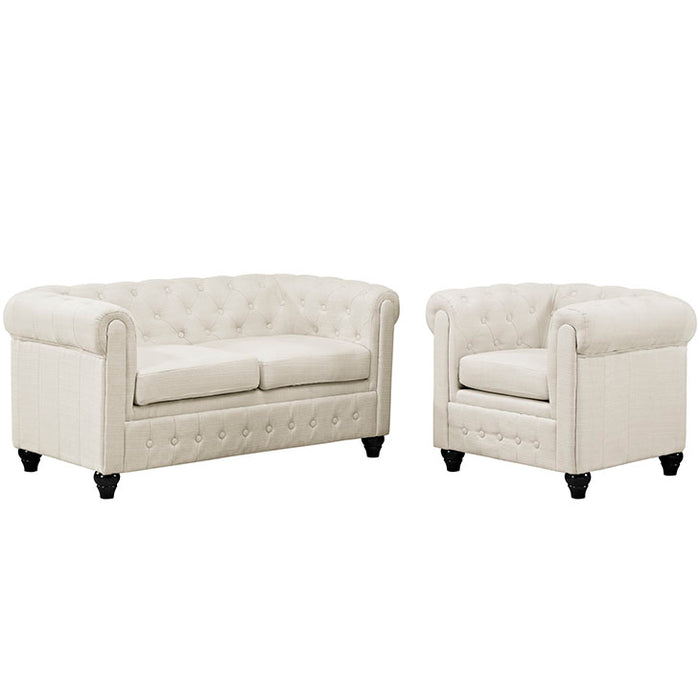 Earl 2 Piece Upholstered Fabric Living Room Set 1777-BEI-SET