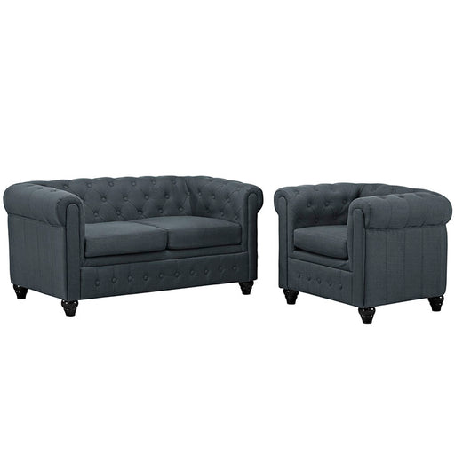 Earl 2 Piece Upholstered Fabric Living Room Set 1777-GRY-SET